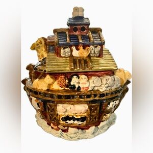 Vintage BICO China Noah's Ark Cookie Jar Circle of Friends Antique Decor